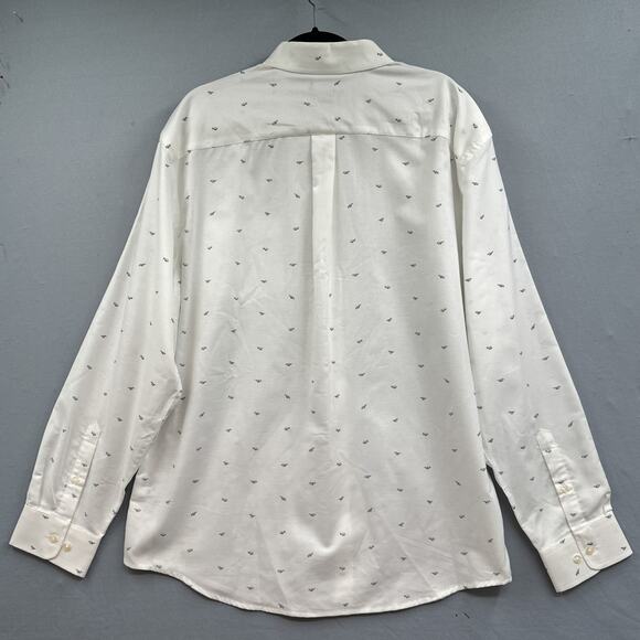St Johns Bay Dress Shirt XL White Birds Business Career Office Button Down New - Picture 2 of 13